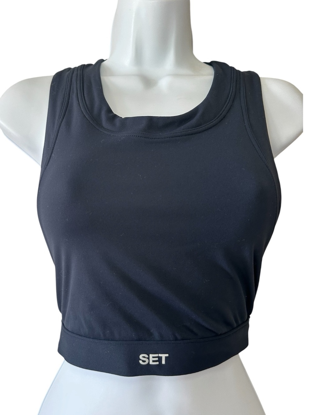 SET ACTIVE Women’s Navy Racerback Scoop Neck Athletic Gym Sports Bra Top-Size XL